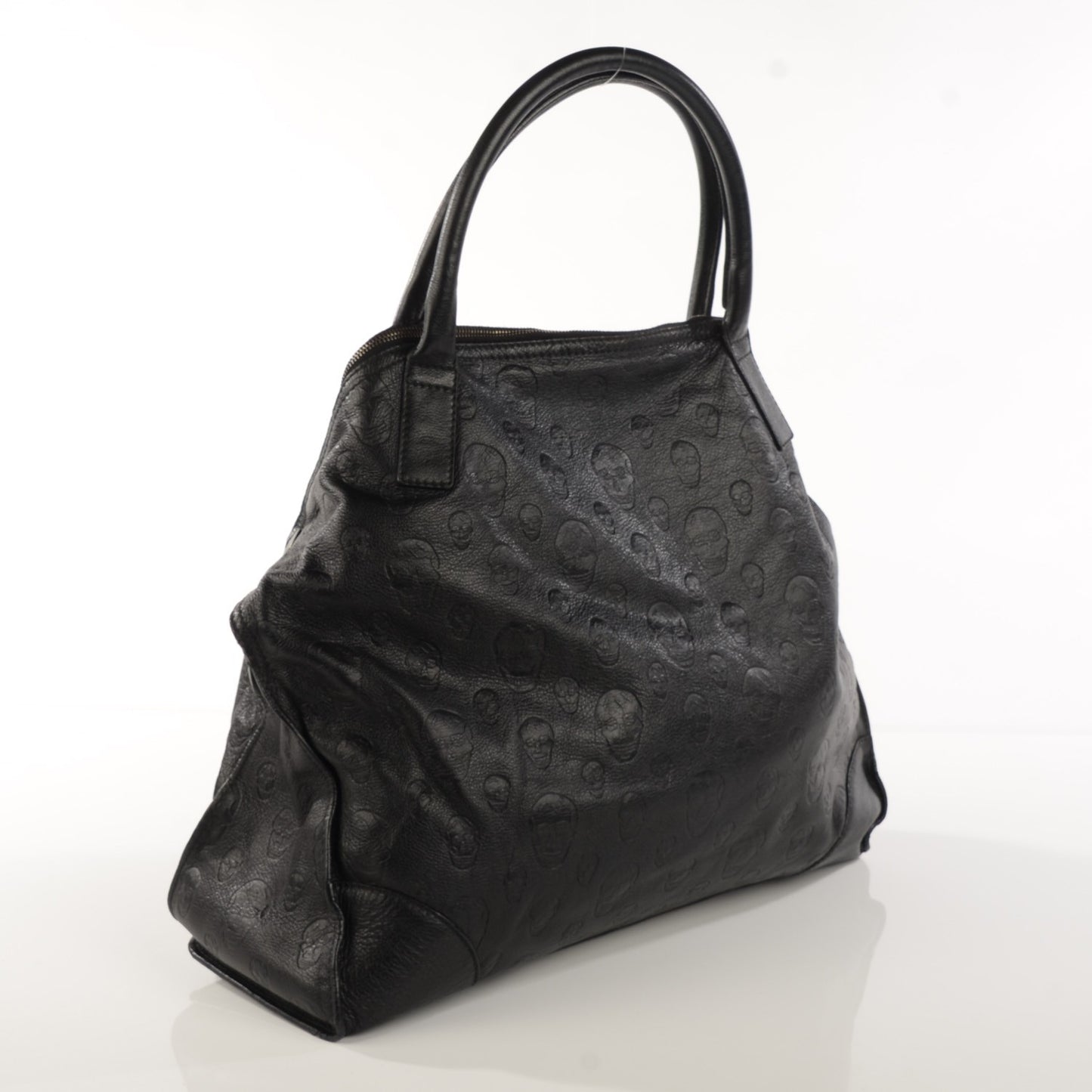 Calfskin Skull Embossed De Manta Tote Black