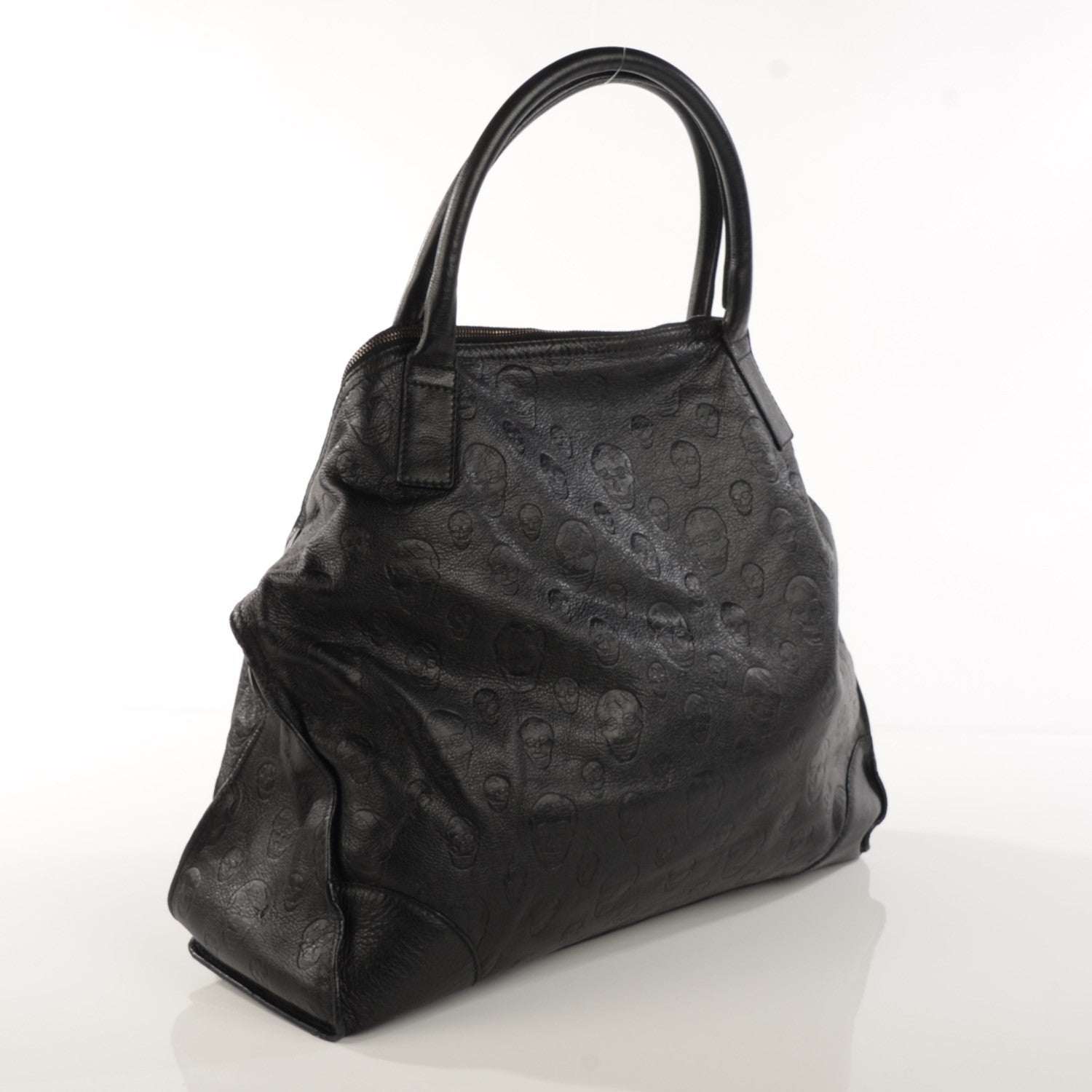Alexander McQueen Calfskin Skull Embossed De Manta Tote Black 2 of 9