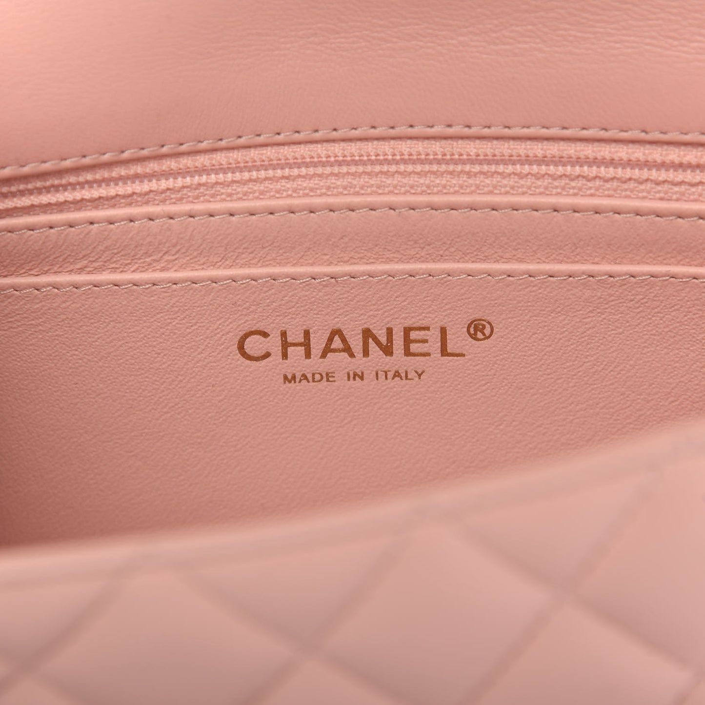 Lambskin Quilted Mini Rectangular Flap Light Pink