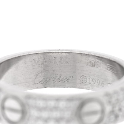 Cartier 18K White Gold Diamond Paved LOVE Wedding Band Ring 56 7.5 4 of 4