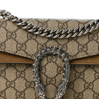 Gucci GG Supreme Monogram Suede Crystal Small Dionysus Shoulder Bag Beige Ebony Taupe 8 of 11