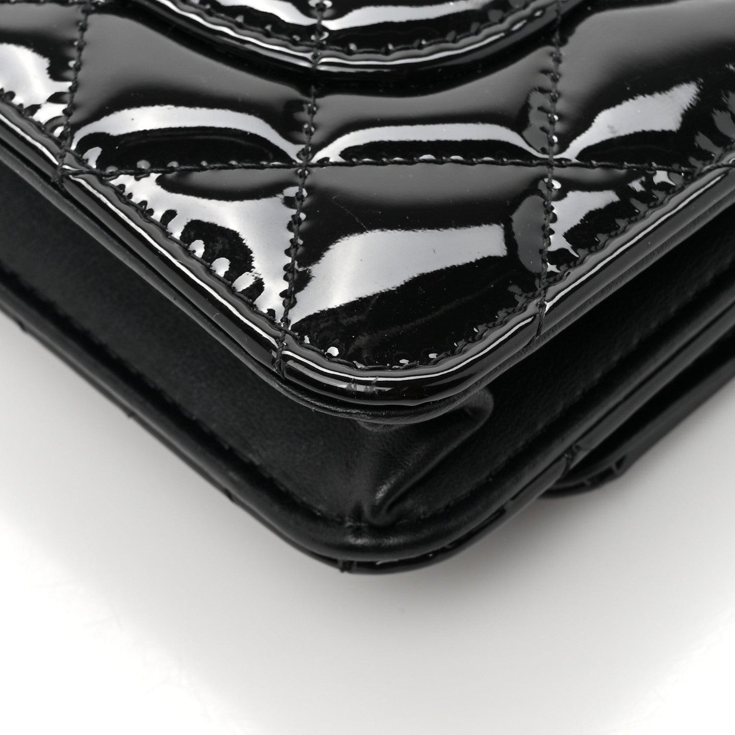 Chanel Patent Calfskin Quilted Reissue Wallet On Chain WOC So Black 16 of 16