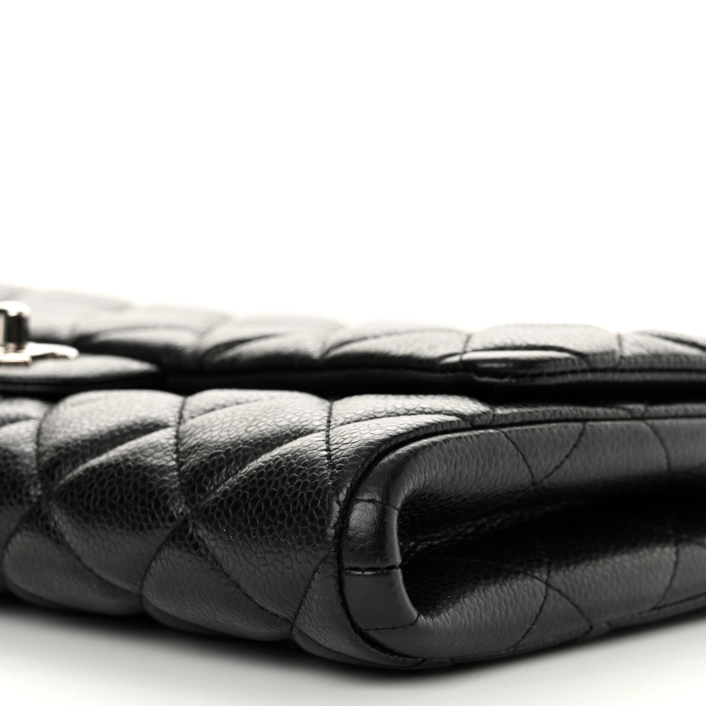 Caviar Quilted Clutch With Chain Flap Black