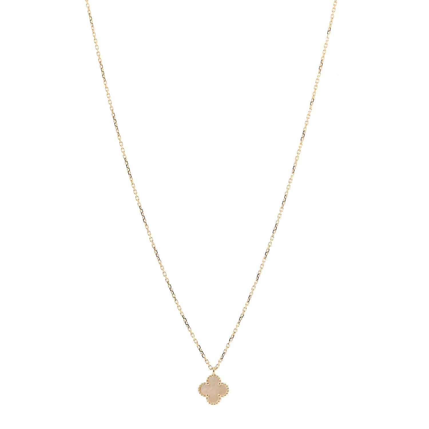 Van Cleef & Arpels 18K Yellow Gold Mother of Pearl Sweet Alhambra Pendant Necklace 1 of 7