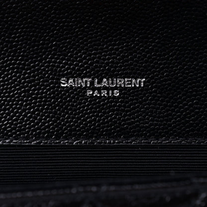 Saint Laurent Grain De Poudre Textured Mixed Matelasse Triquilt Small Monogram Satchel Black 5 of 8