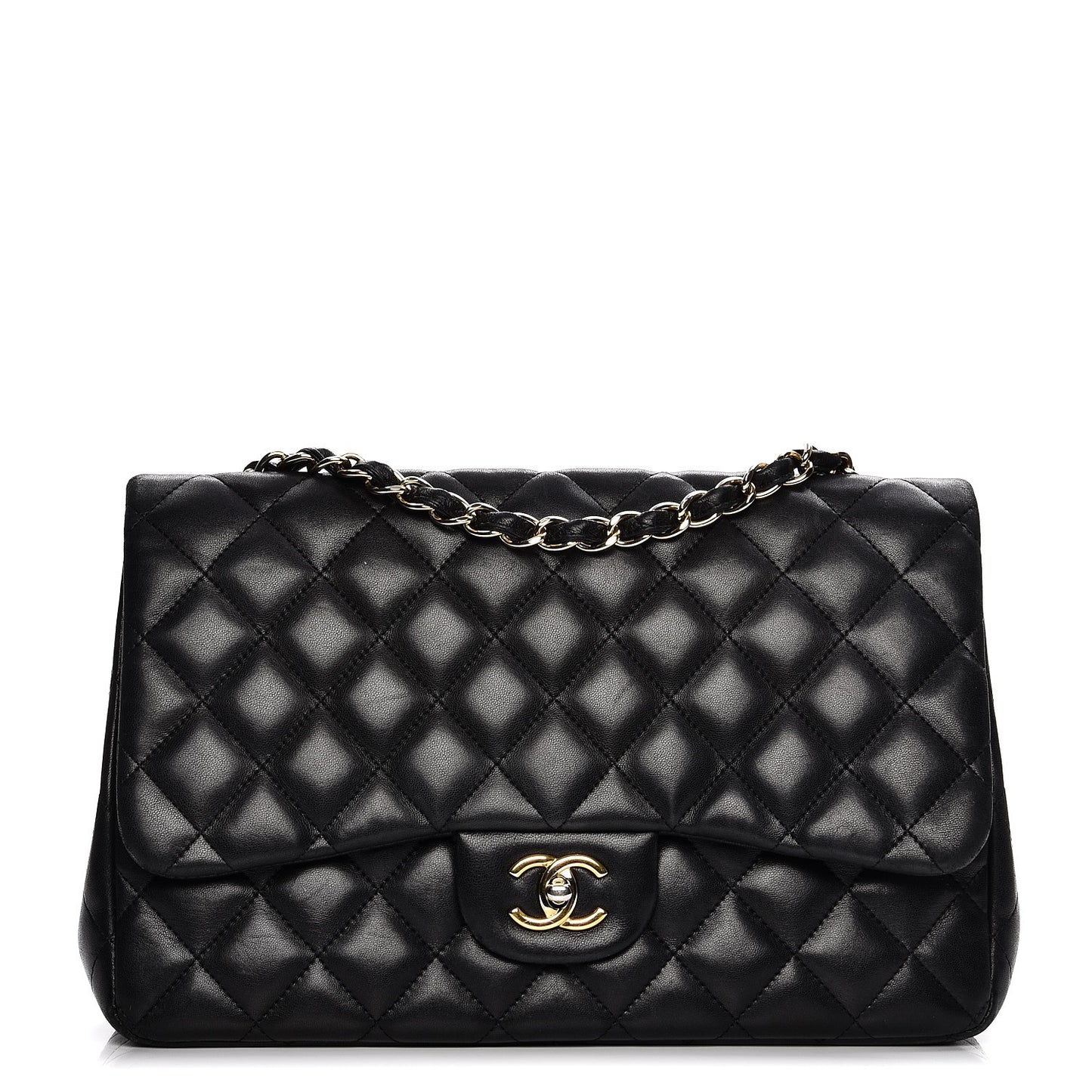 Lambskin Quilted Jumbo Single Flap Black