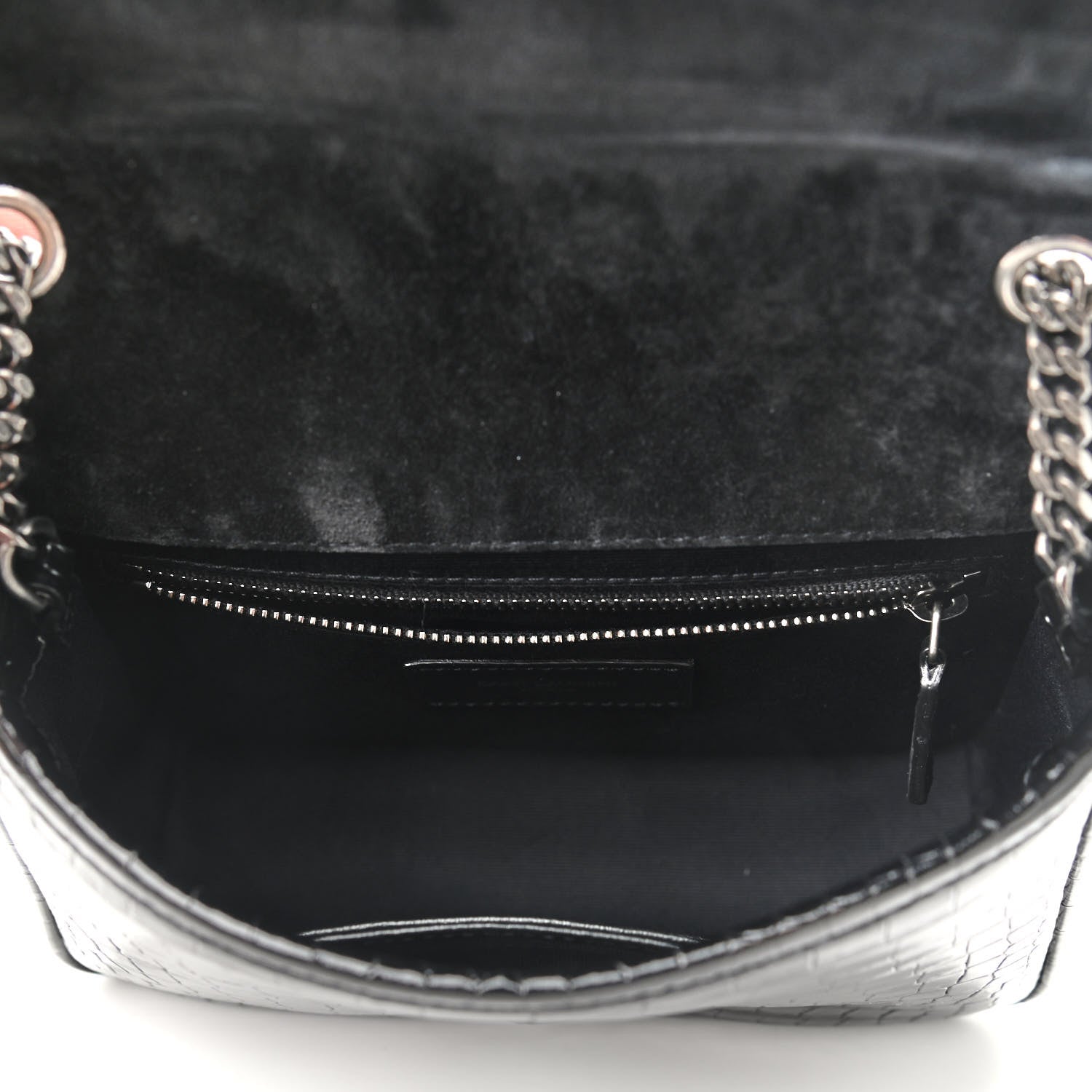 Saint Laurent Crocodile Embossed Lambskin Matelasse Monogram Niki Chain Wallet Black 4 of 8