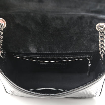 Saint Laurent Crocodile Embossed Lambskin Matelasse Monogram Niki Chain Wallet Black 4 of 8