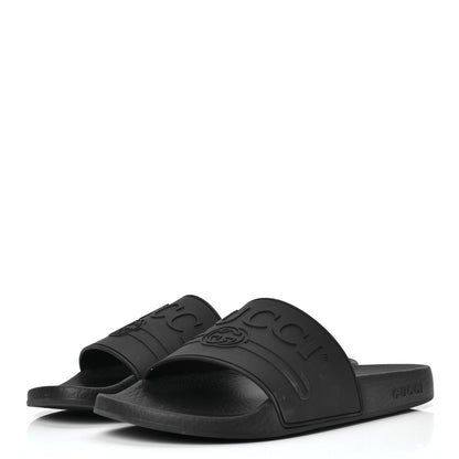 Gucci Rubber Womens Logo Slide Sandals 41 Black 2 of 4