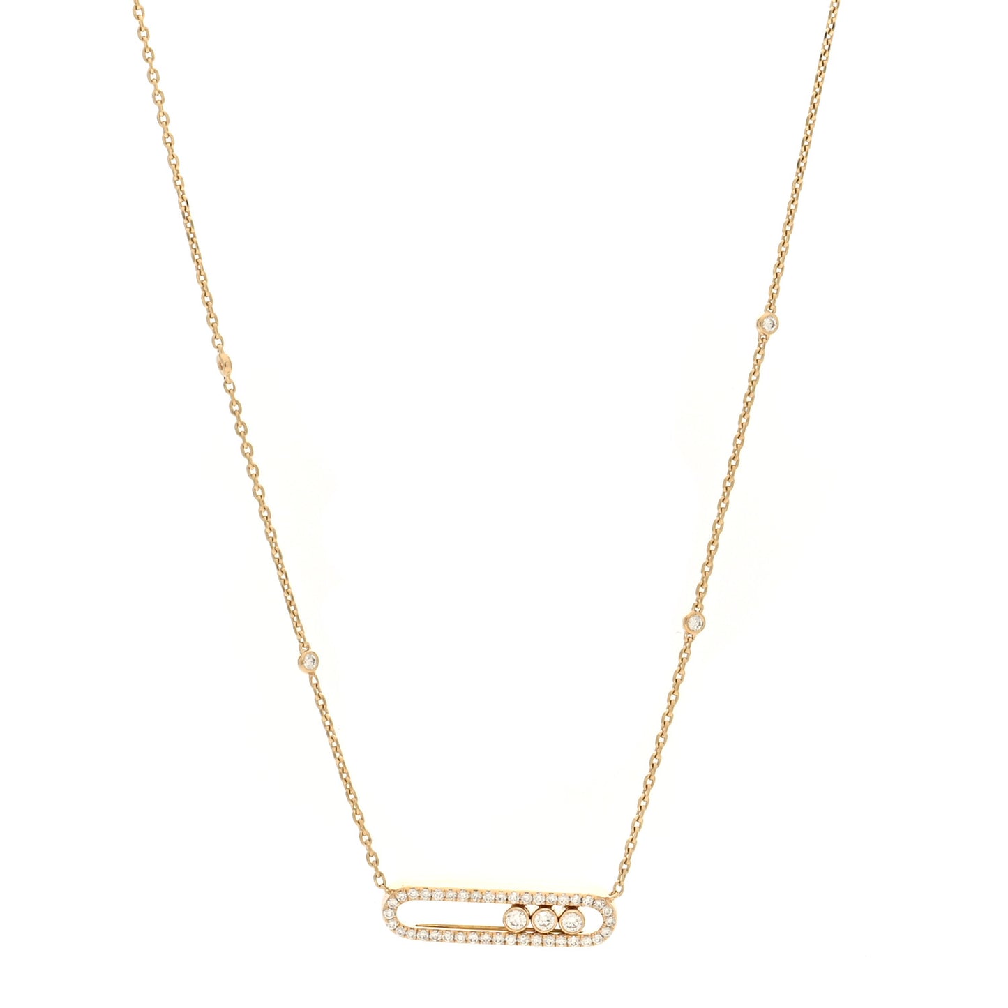 18K Yellow Gold Diamond Baby Move Classic Pave Necklace