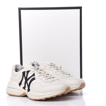 Gucci X MLB Calfskin NY Yankees Mens Rhyton Sneakers 9.5 Mystic White 8 of 8