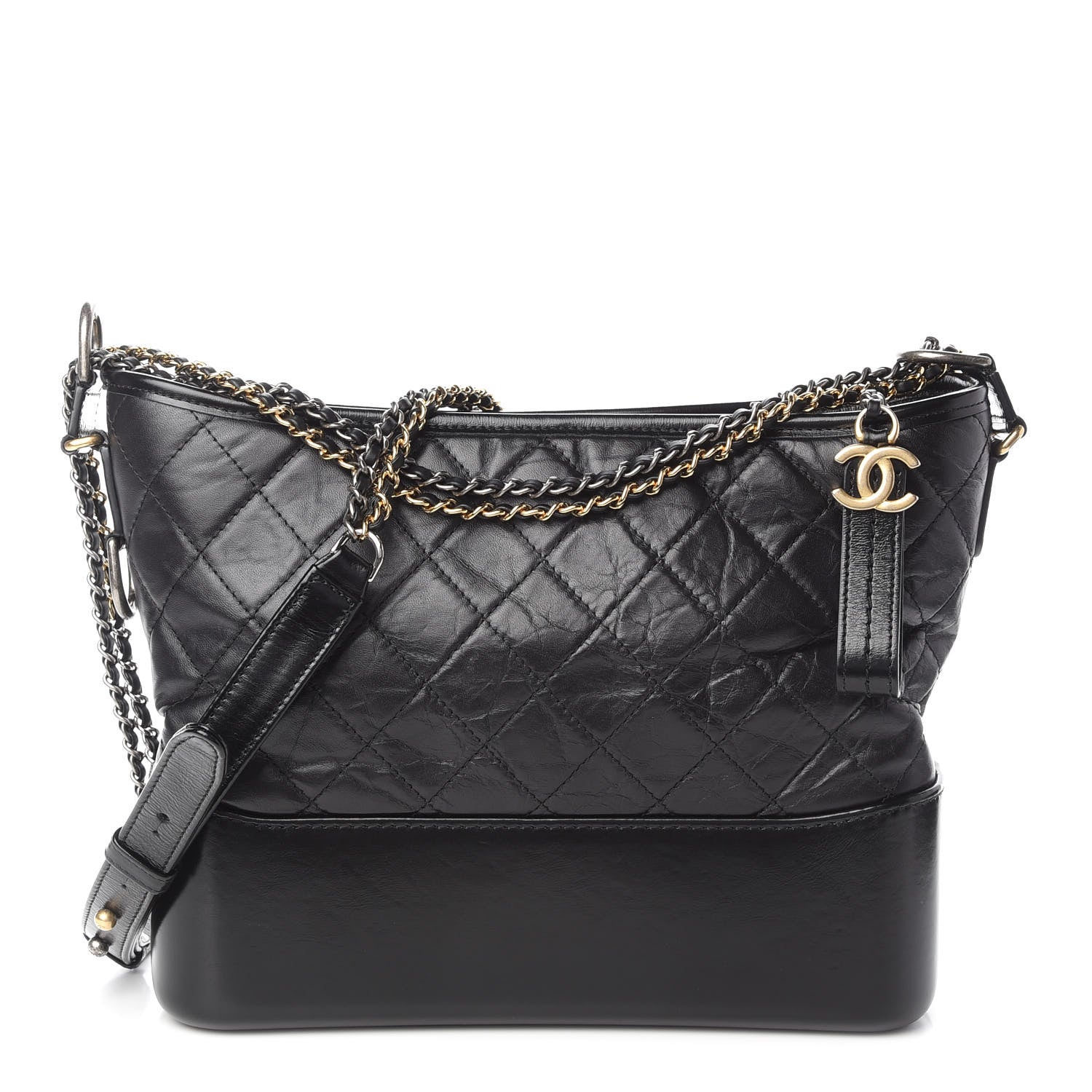Chanel Aged Calfskin Quilted Medium Gabrielle Hobo Black 1 of 9