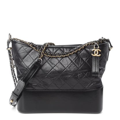 Chanel Aged Calfskin Quilted Medium Gabrielle Hobo Black 1 of 9