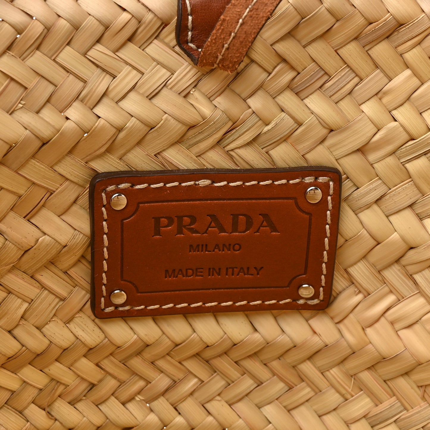 Palmitto Vitello Woven Braided Large Basket Tote Bag Naturale Cognac