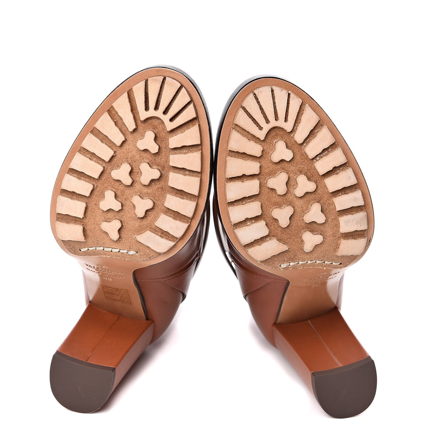 Calfskin Unicorn Buckle Ankle Booties 36 Cognac