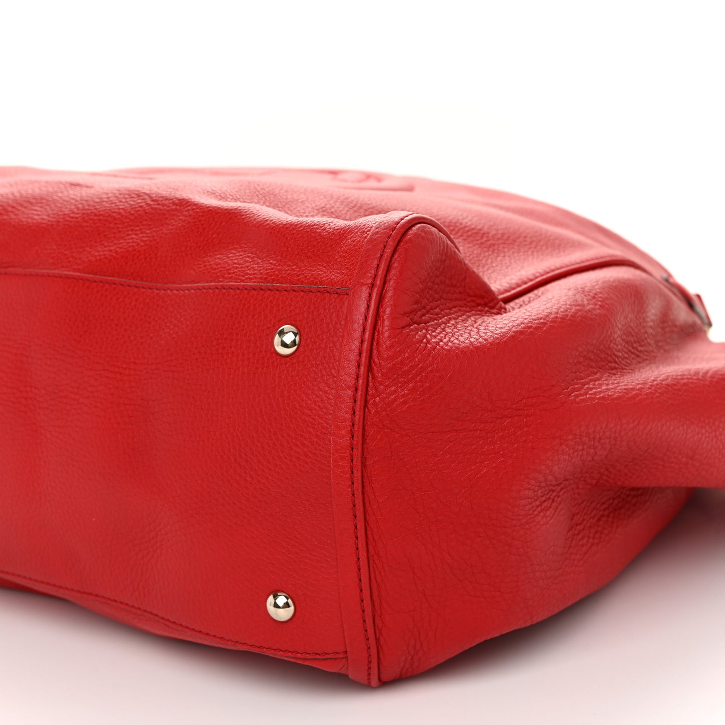 Pebbled Calfskin Large Soho Shoulder Bag Red