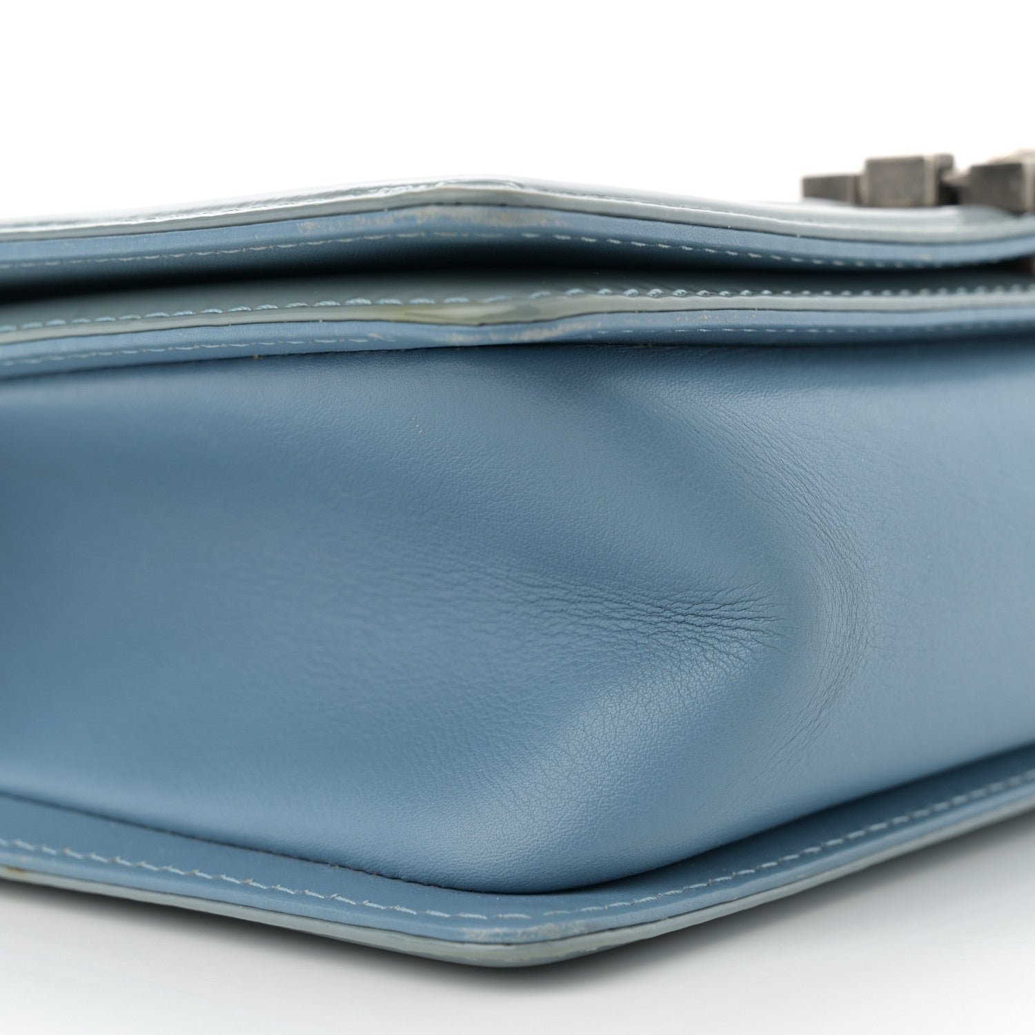 Chanel Patent Calfskin Medium Plexiglass Boy Flap Light Blue 9 of 16