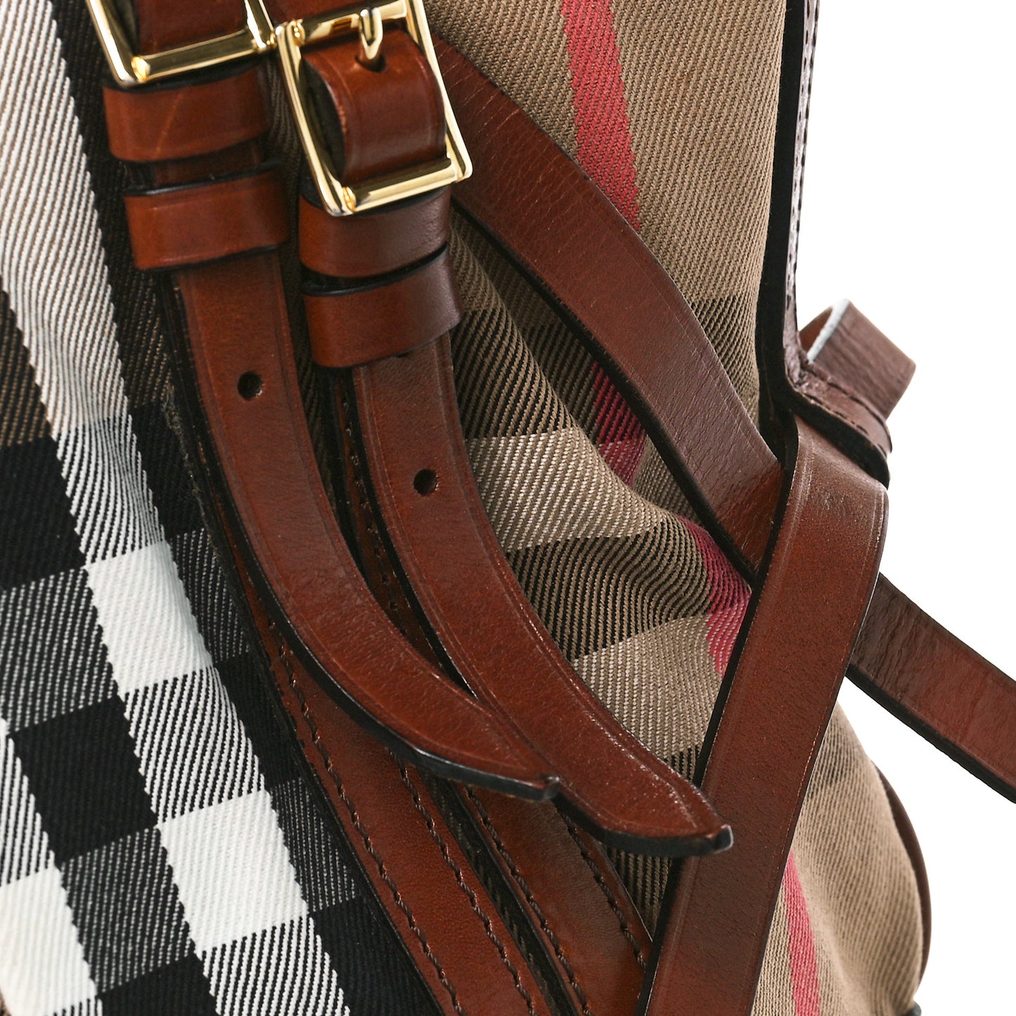 Bridle Calfskin House Check Medium Whipstitch Tote Dark Tan