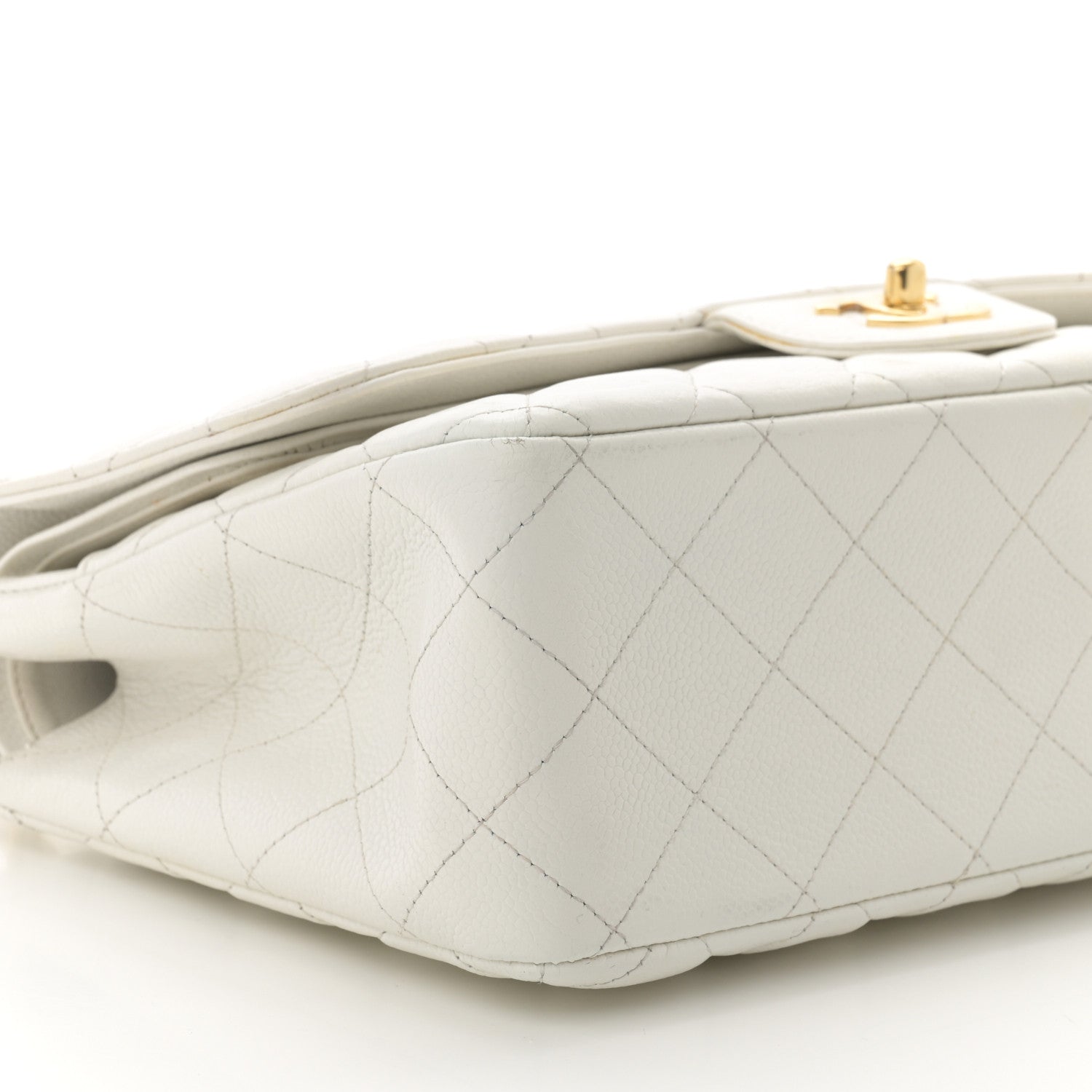 Chanel Caviar Quilted Jumbo Double Flap White 9 of 13