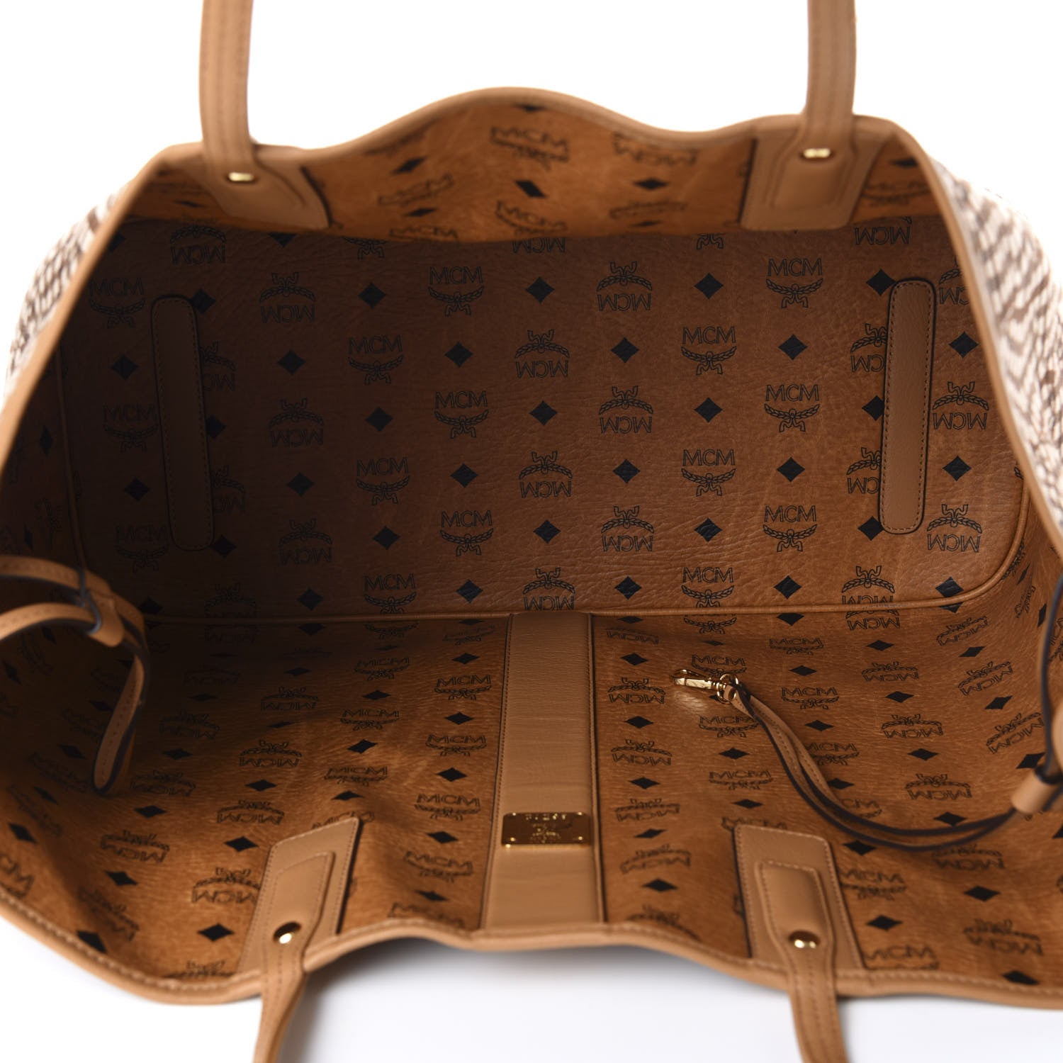 MCM Visetos Large Liz Reversible Shopper Tote Cognac 12 of 15