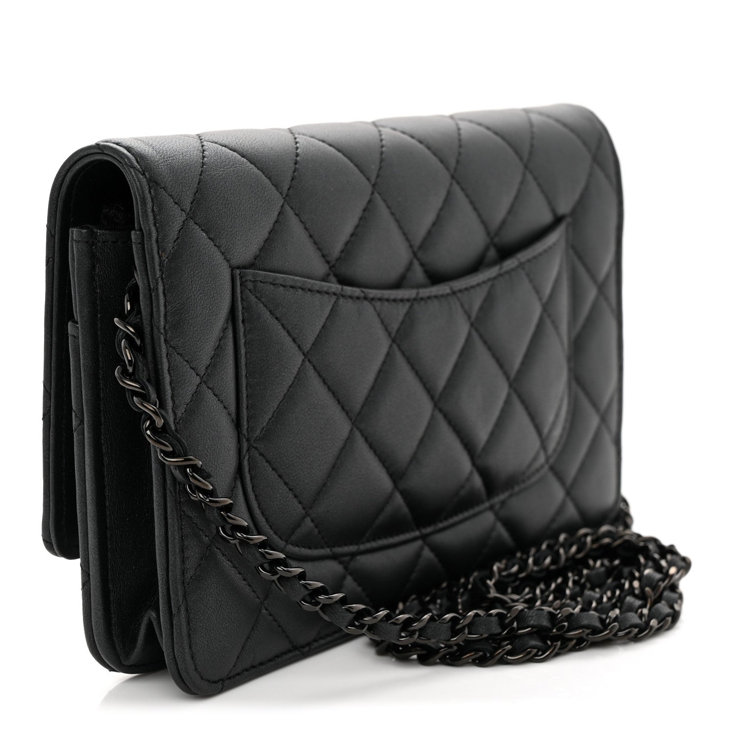 Chanel Pearly Lambskin Quilted Wallet On Chain WOC So Black 3 of 12
