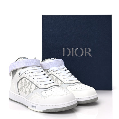 Christian Dior Smooth Calfskin Oblique Galaxy Perforated Mens B27 Mid Top Sneakers 41 White Grey 8 of 8