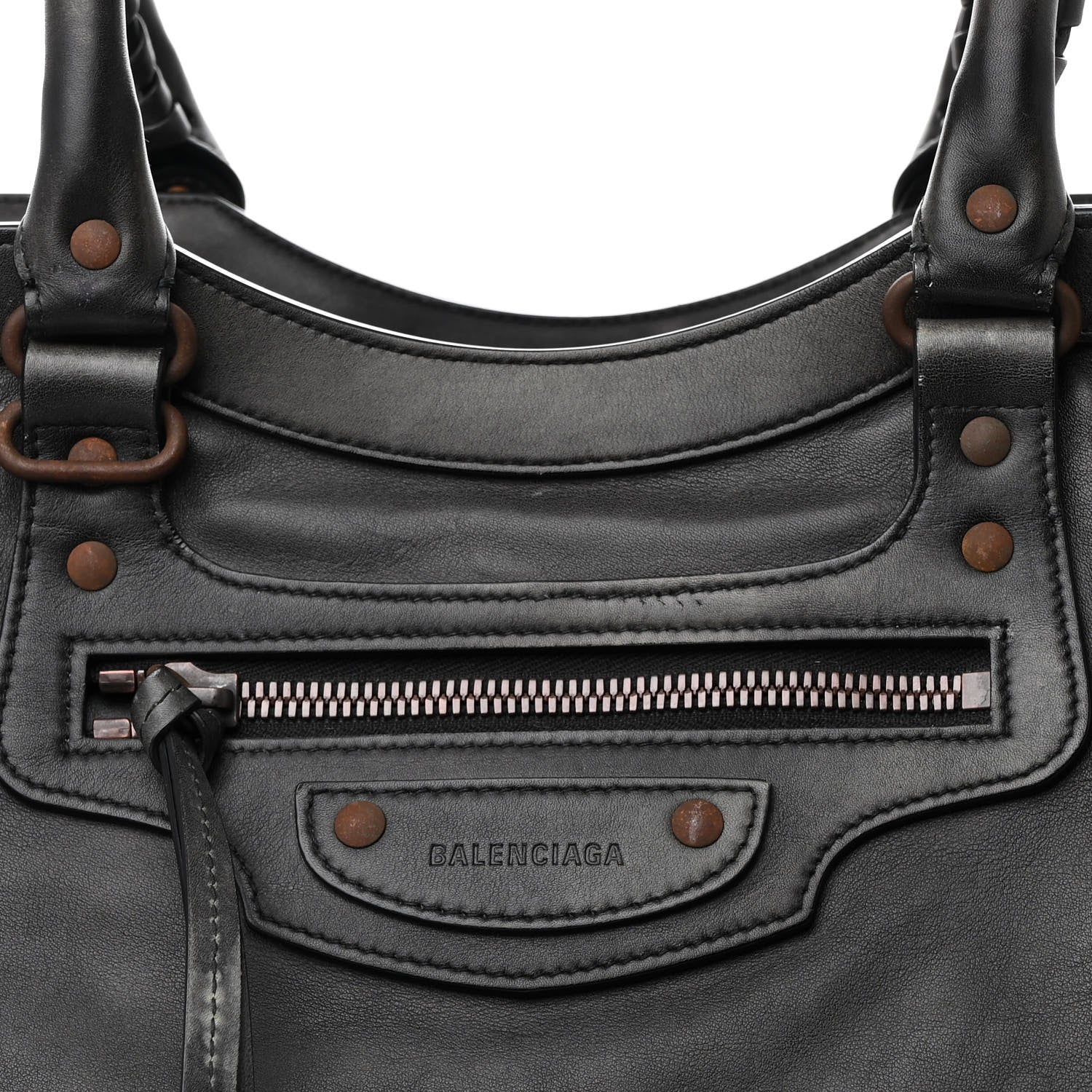 Balenciaga Used Calfskin Rust Hardware Large Top Handle Bag Black 7 of 14