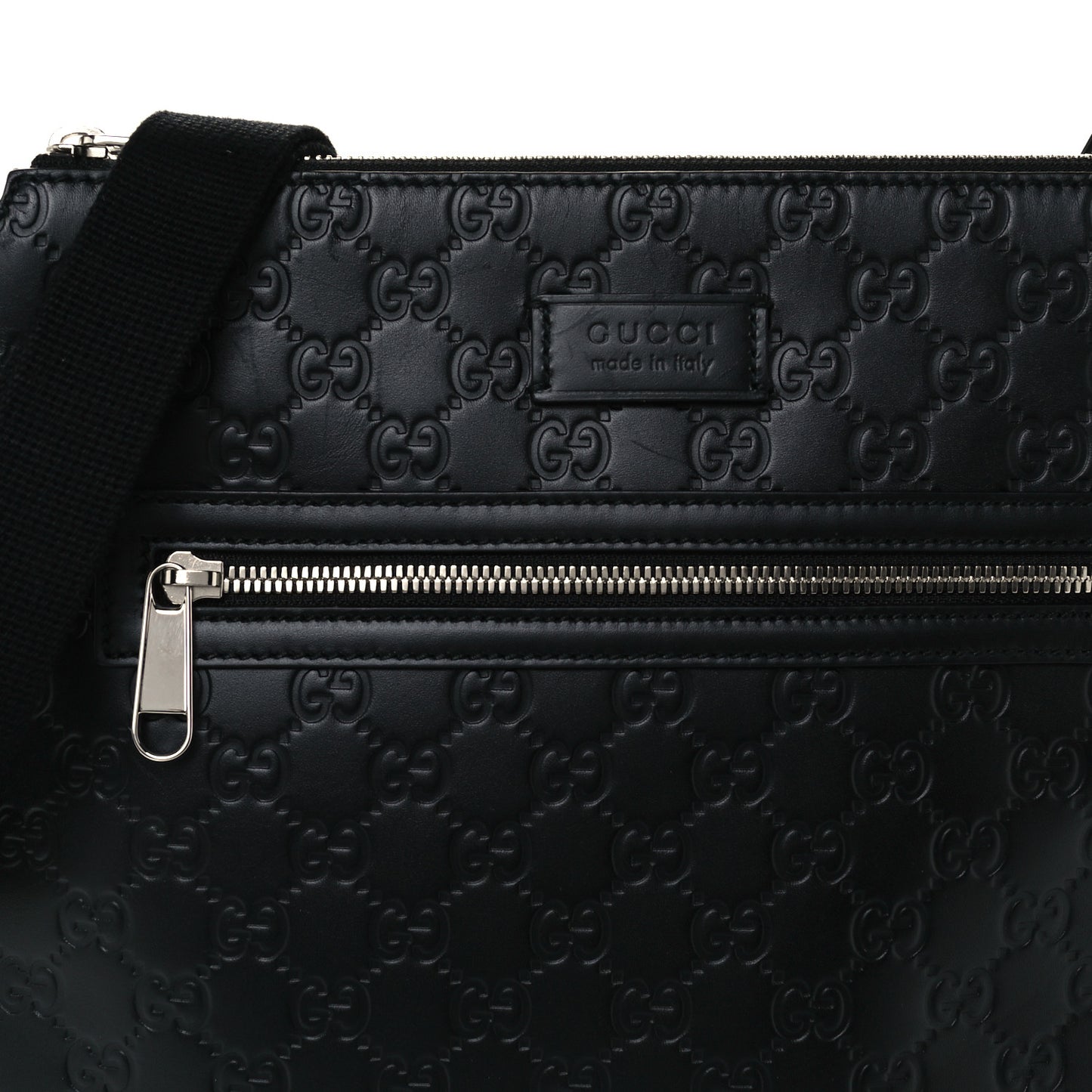 Guccissima Signature Medium Flat Messenger Bag Black