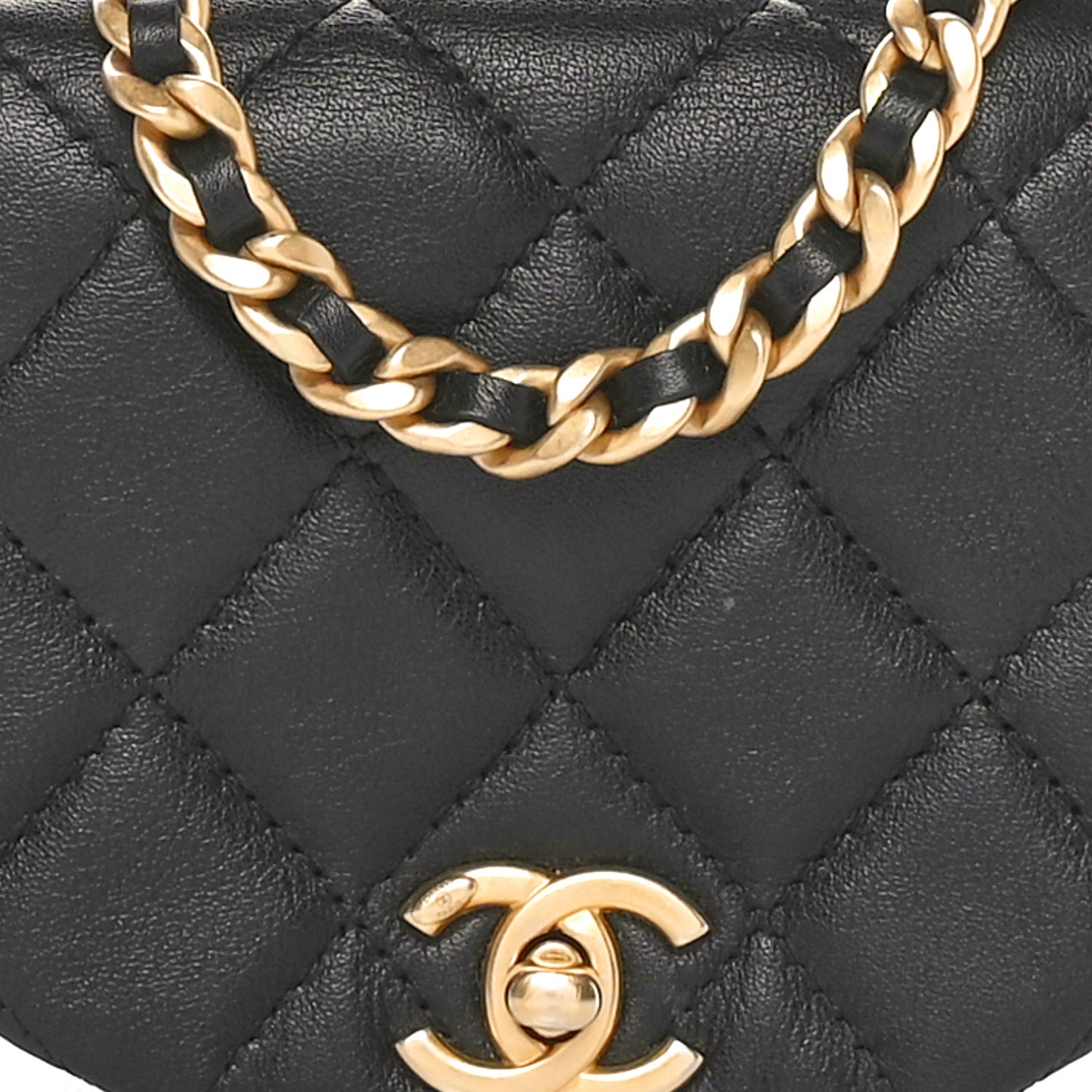 Calfskin Quilted Mini Coco Mail Clutch with Chain Black