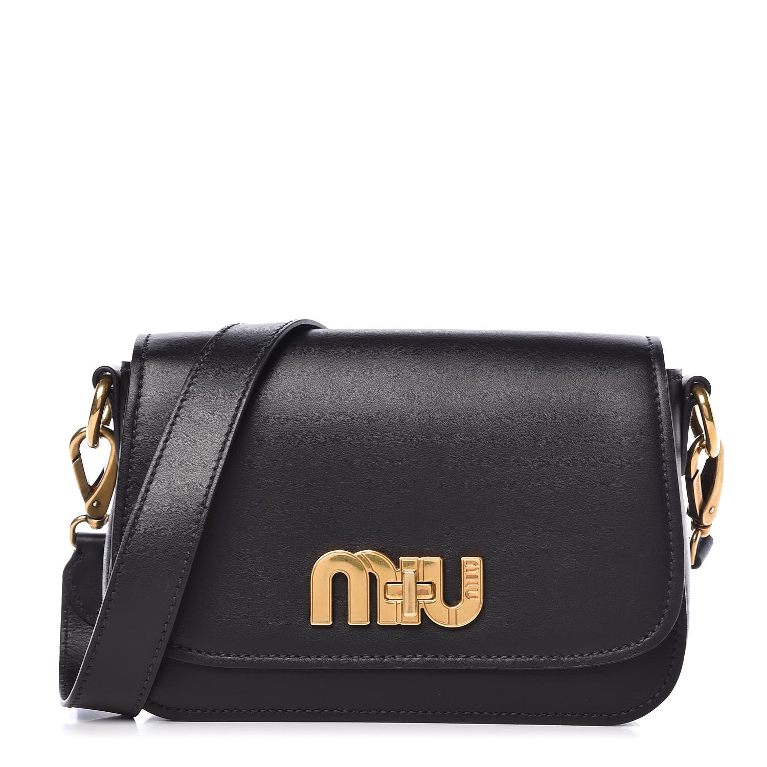 Miu Miu City Calf Logo Shoulder Bag Black 409918 – FASHIONPHILE