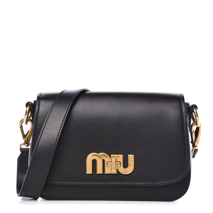 Miu Miu City Calf Logo Shoulder Bag Black 1 of 10