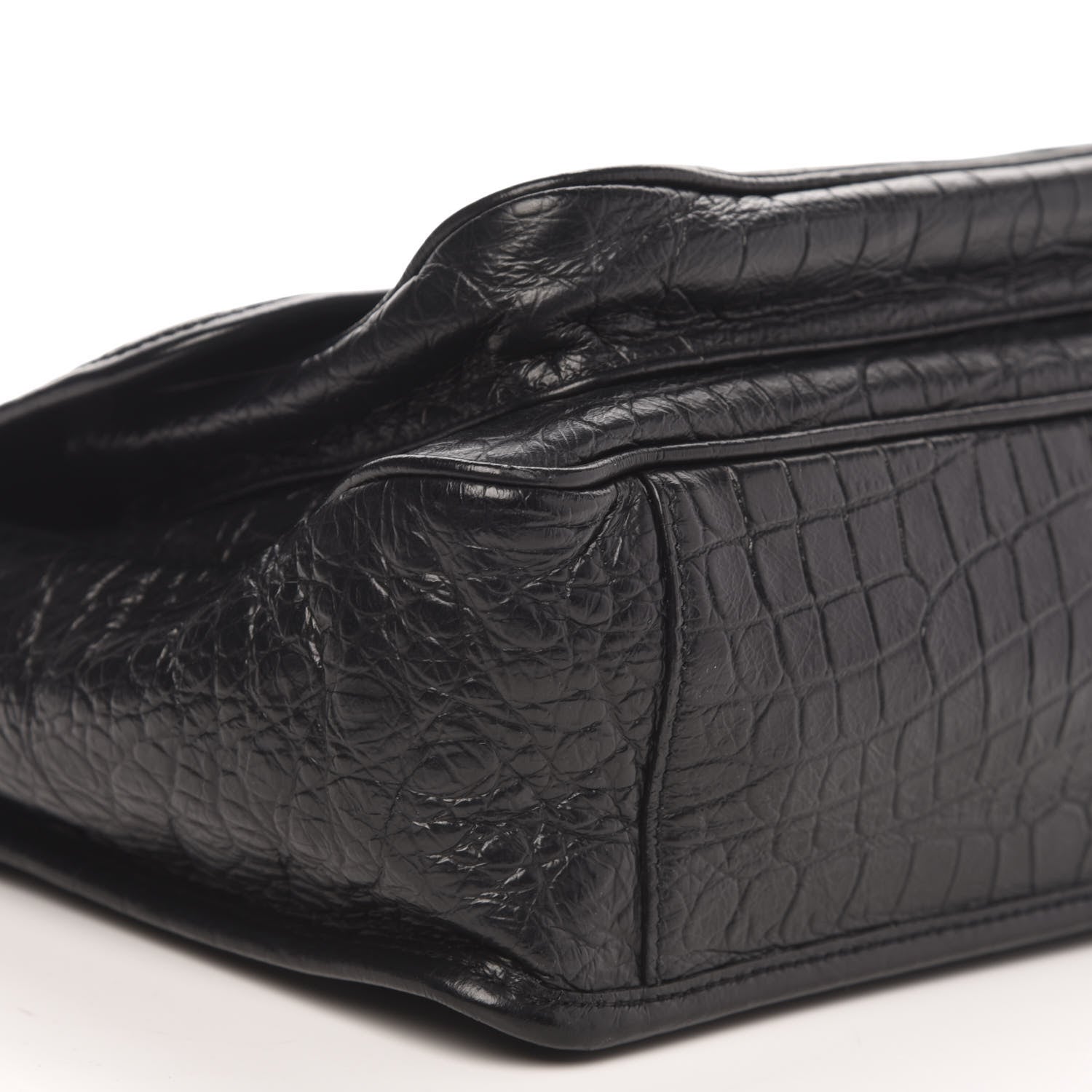Saint Laurent Crocodile Embossed Lambskin Monogram Medium Niki Chain Satchel Black 7 of 10