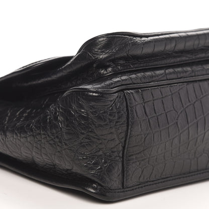 Saint Laurent Crocodile Embossed Lambskin Monogram Medium Niki Chain Satchel Black 7 of 10