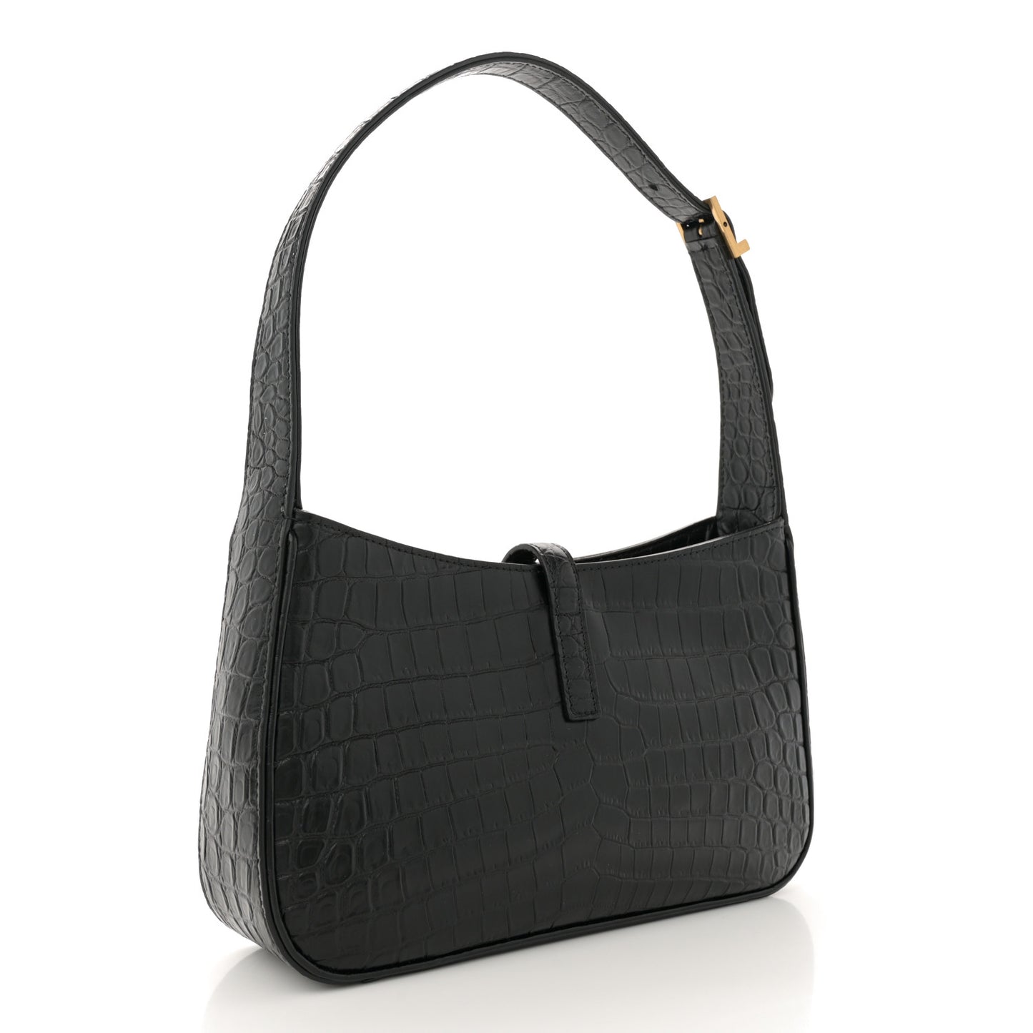 Calfskin Crocodile Embossed Le 5 A 7 Hobo Black