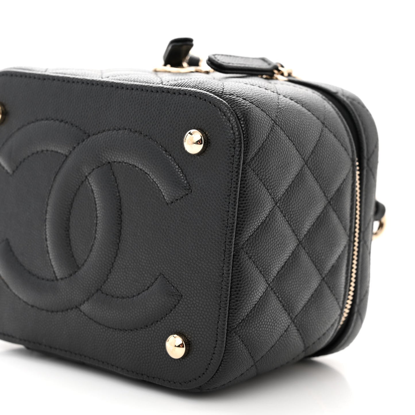 Caviar Quilted Small CC Vanity Case Black