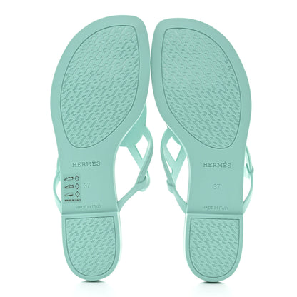 Hermes Rubber Womens Egerie Sandals 37 Vert Embrun 5 of 9