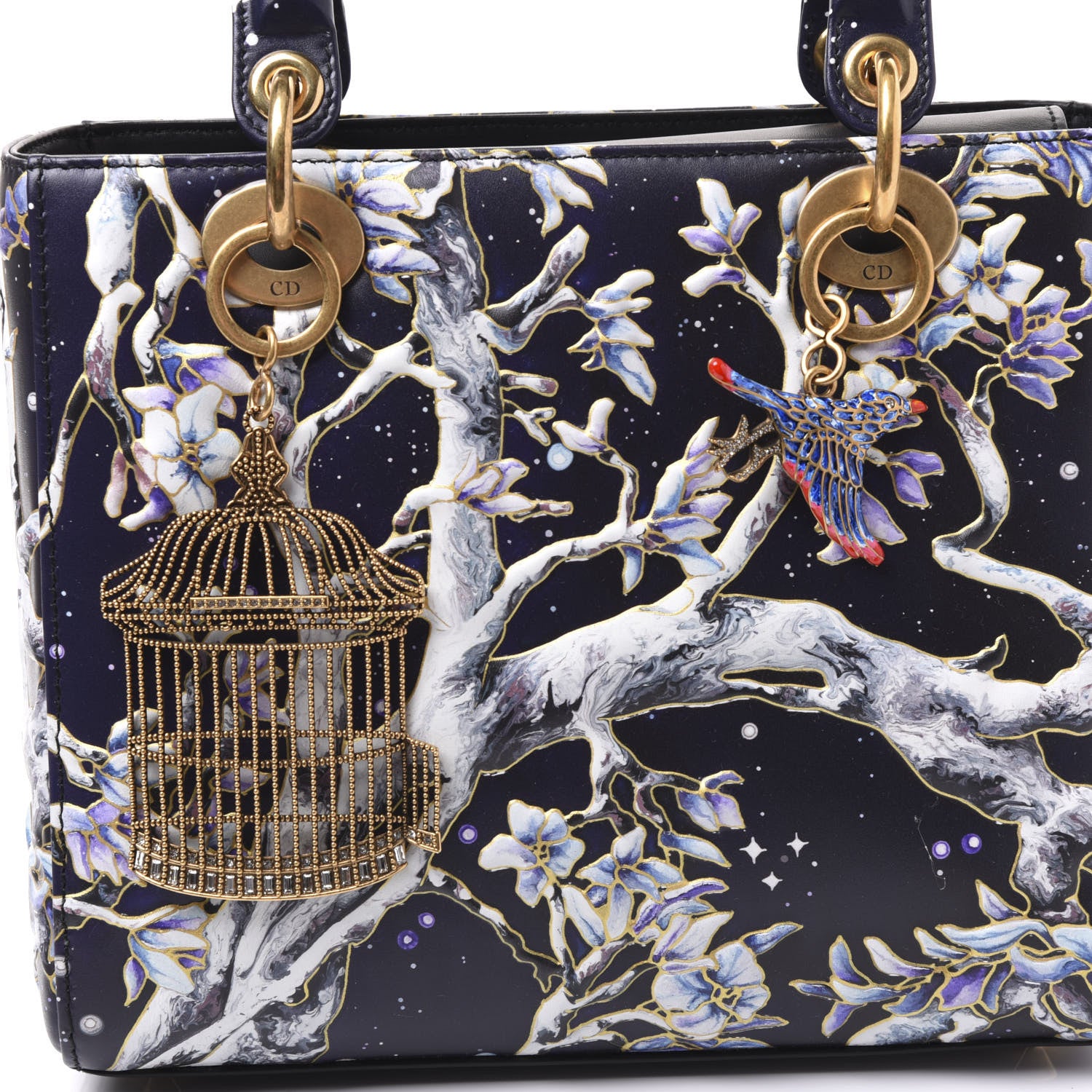 Christian Dior Smooth Calfskin Raqib Shaw Medium Lady Dior Navy Multicolor 9 of 9