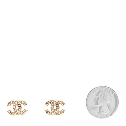 Chanel Pearl Crystal CC Earrings Gold 2 of 5