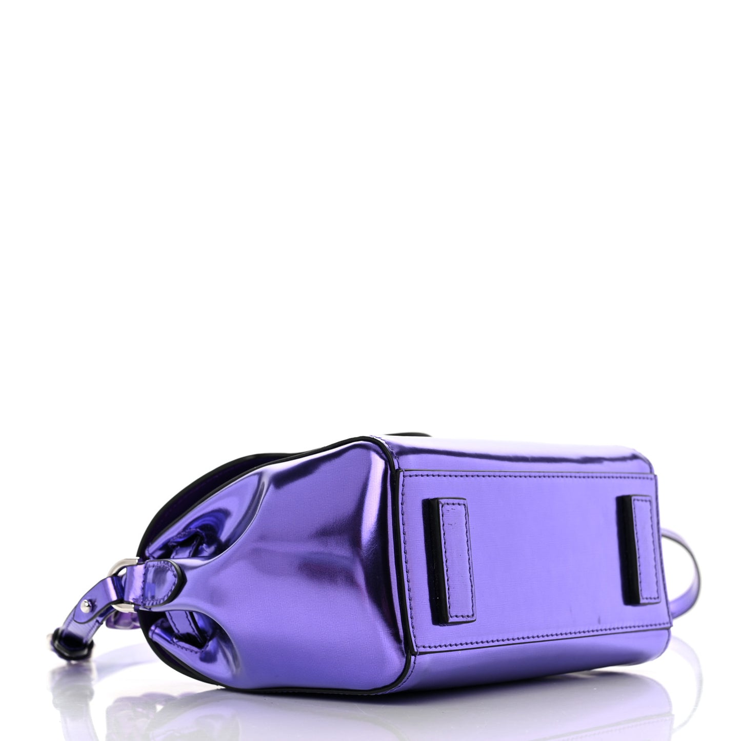 Metallic Patent Calfskin Mini La Medusa Chain Top Handle Bag Dark Orchid