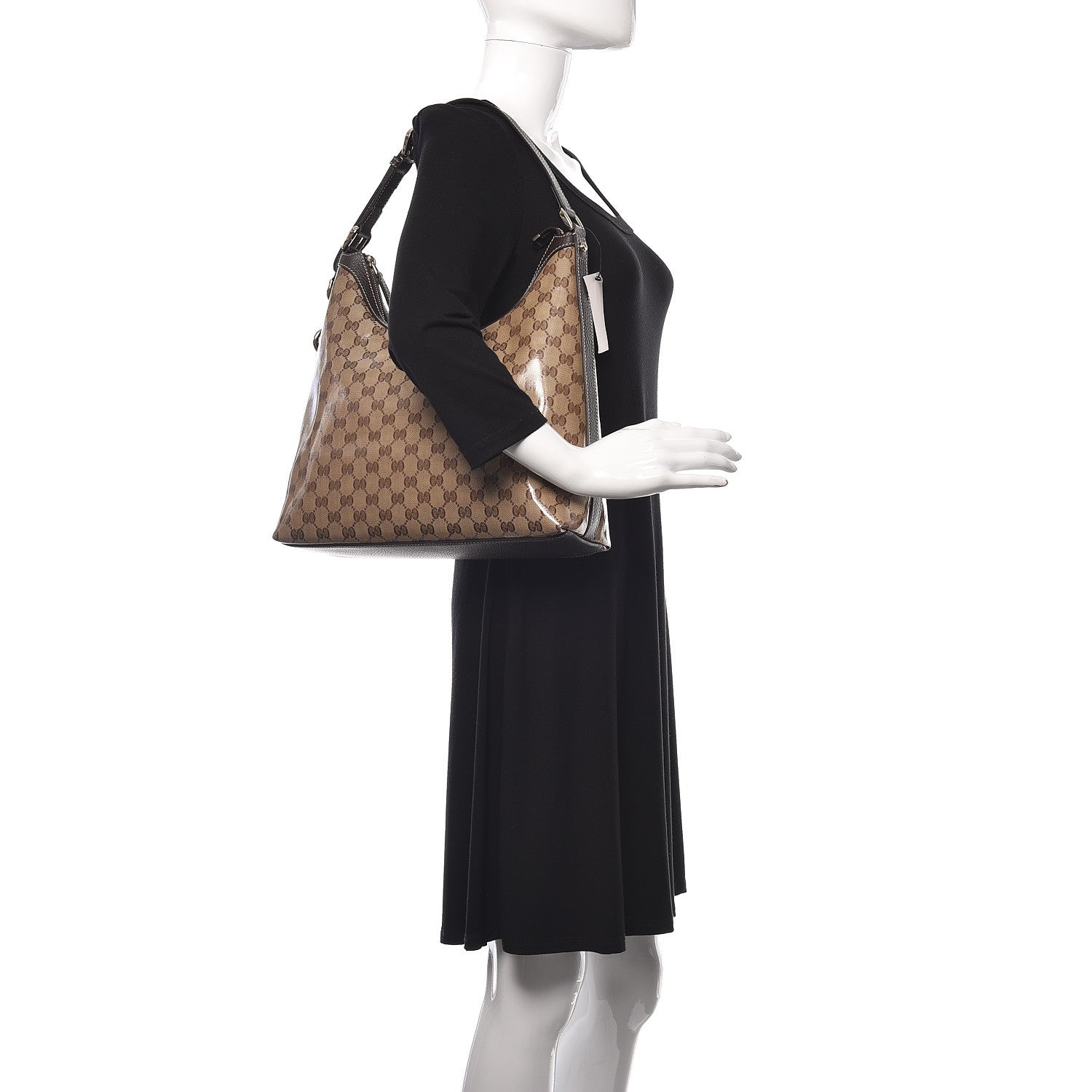 Gucci Crystal Monogram Hobo Dark Brown 2 of 10