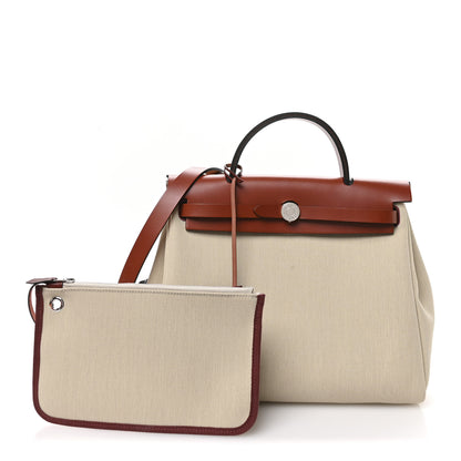 Hermes Military Toile Vache Hunter Herbag Zip 31 PM Beton Rouge H 3 of 12
