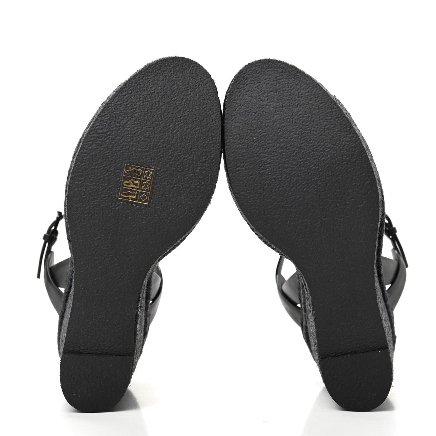 Calfskin Tribute 95 Platform Espadrille Wedge Sandals 39.5 Black