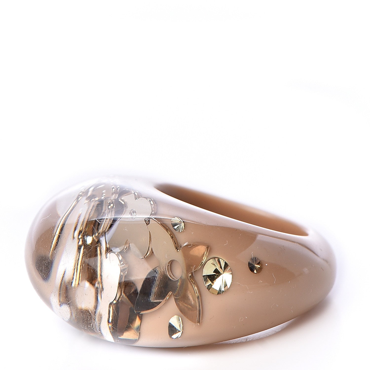 Louis Vuitton Resin Swarovski Crystal Inclusion Ring 5.5 Beige 3 of 4