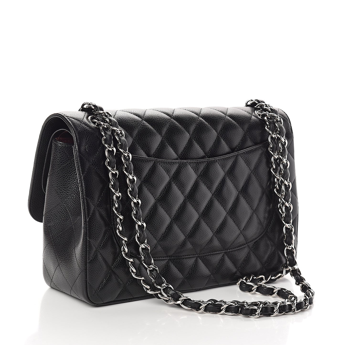 Caviar Quilted Jumbo Double Flap Black