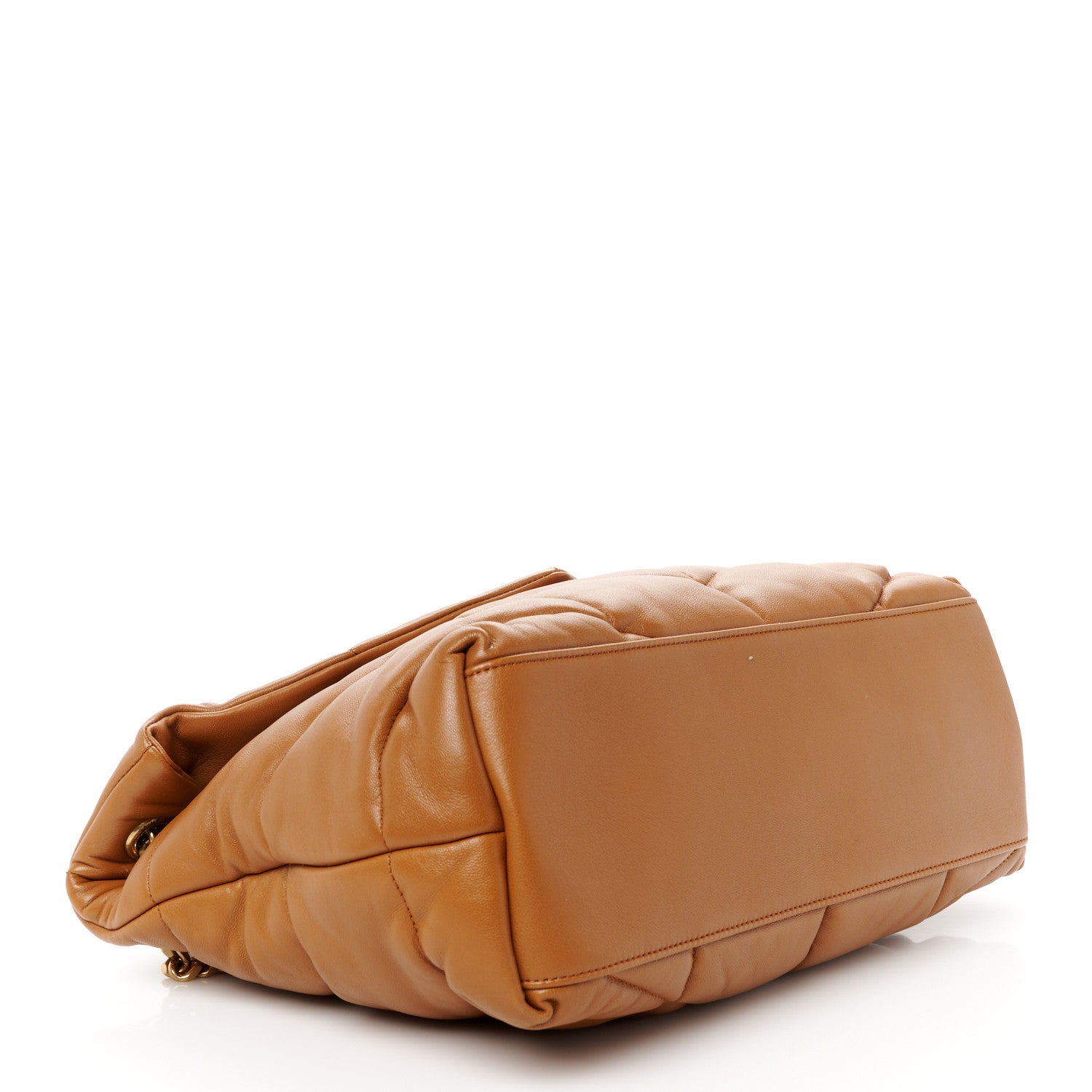Saint Laurent Lambskin Quilted Medium Loulou Puffer Monogram Chain Satchel Miel Dark 3 of 10