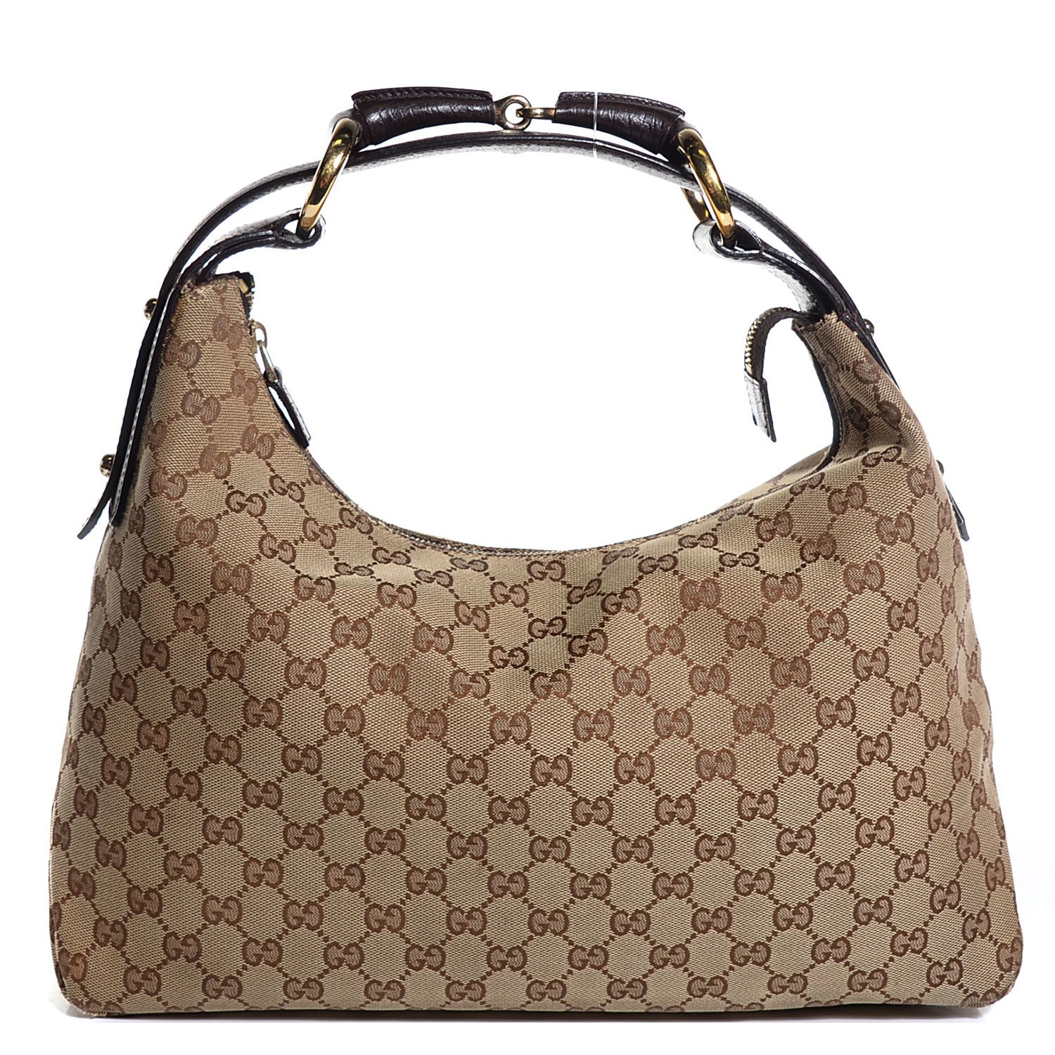 Gucci Monogram Medium Horsebit Chain Hobo Dark Brown 1 of 7