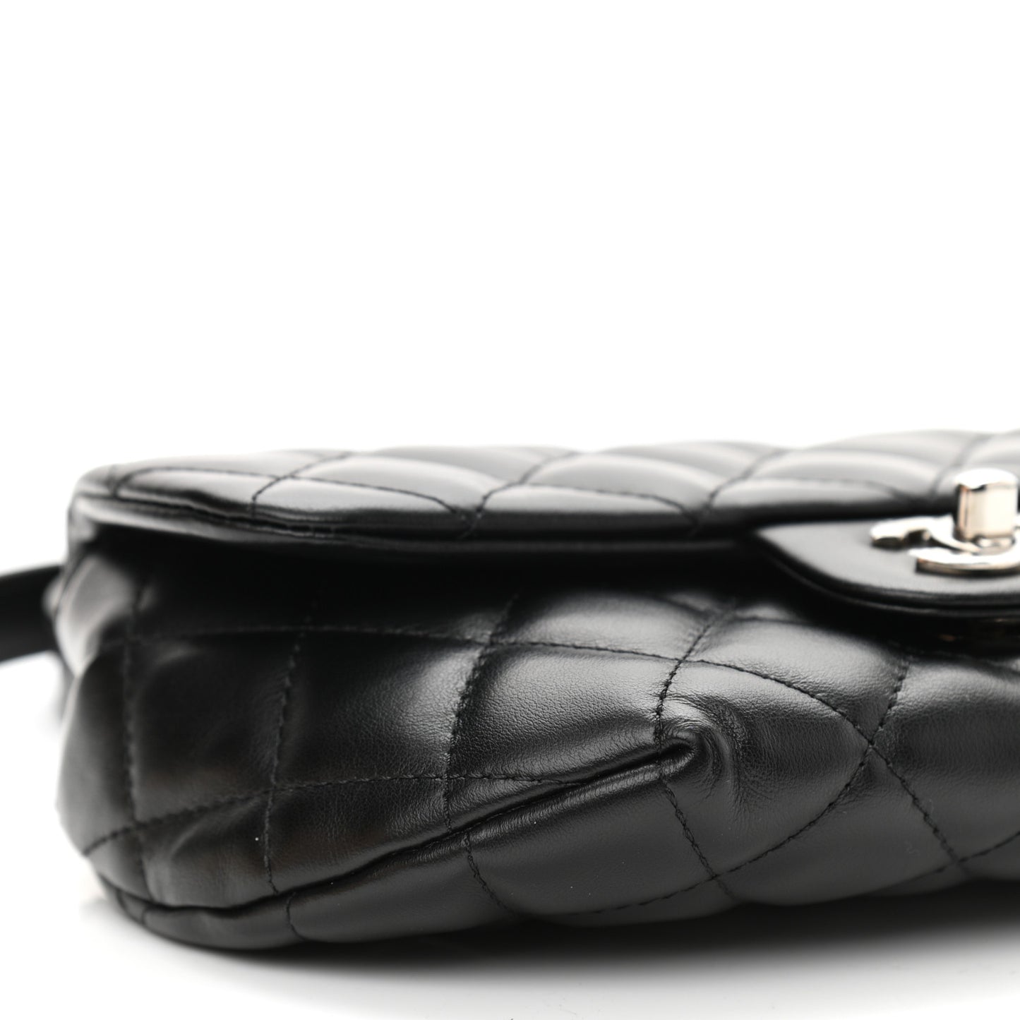 Calfskin Quilted CC Uniform Flap Belt Bag Black