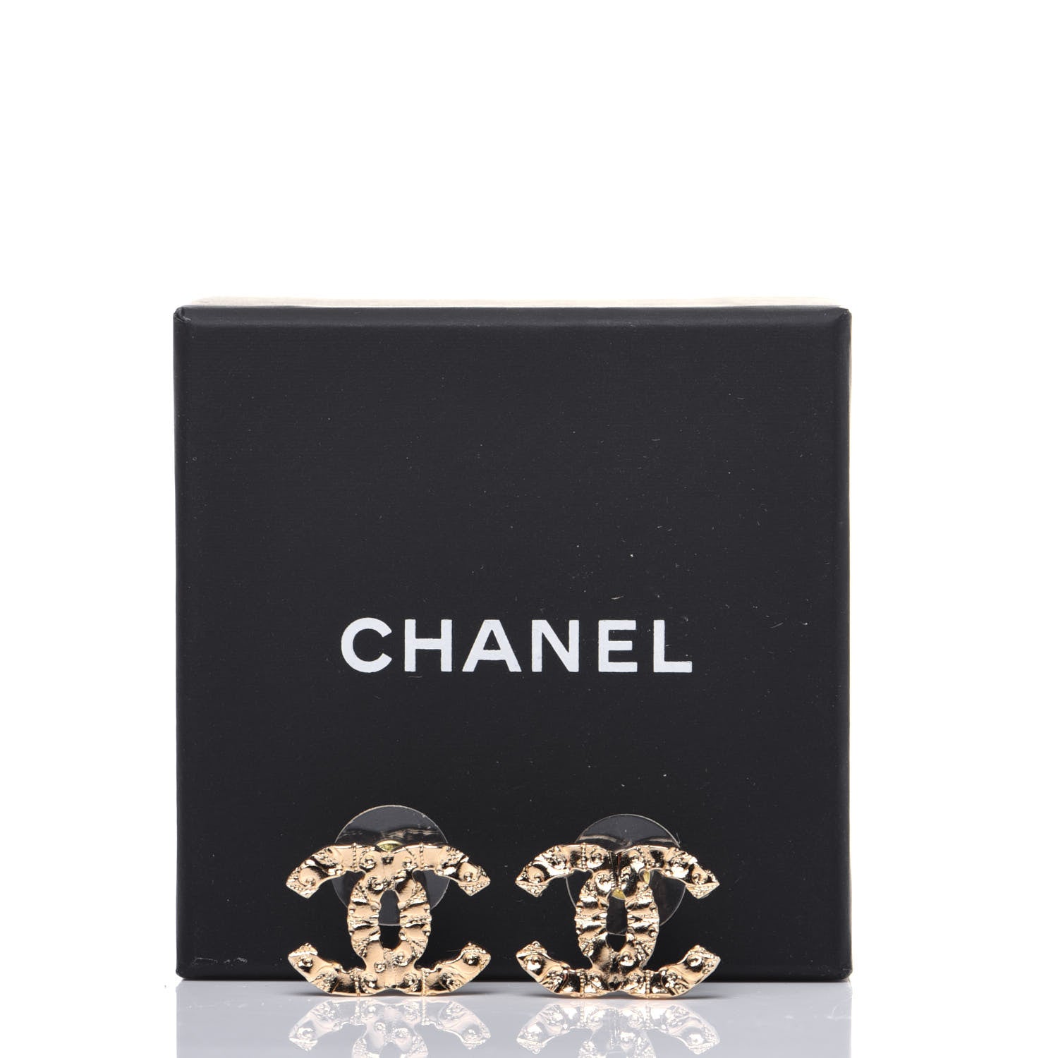 Chanel Textured CC Earrings Gold 6 of 6