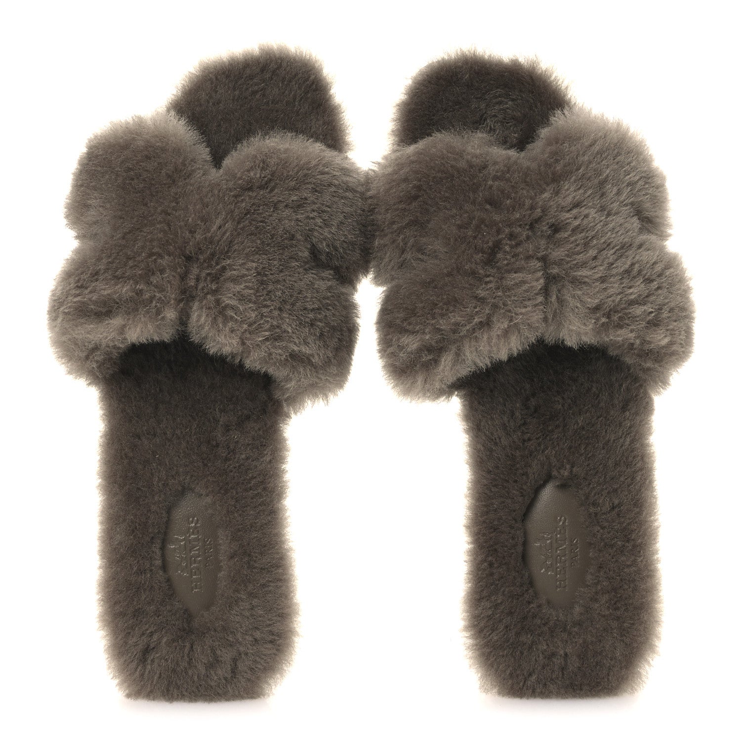 Hermes Woolskin Oran Sandals 38.5 Etoupe 2 of 9