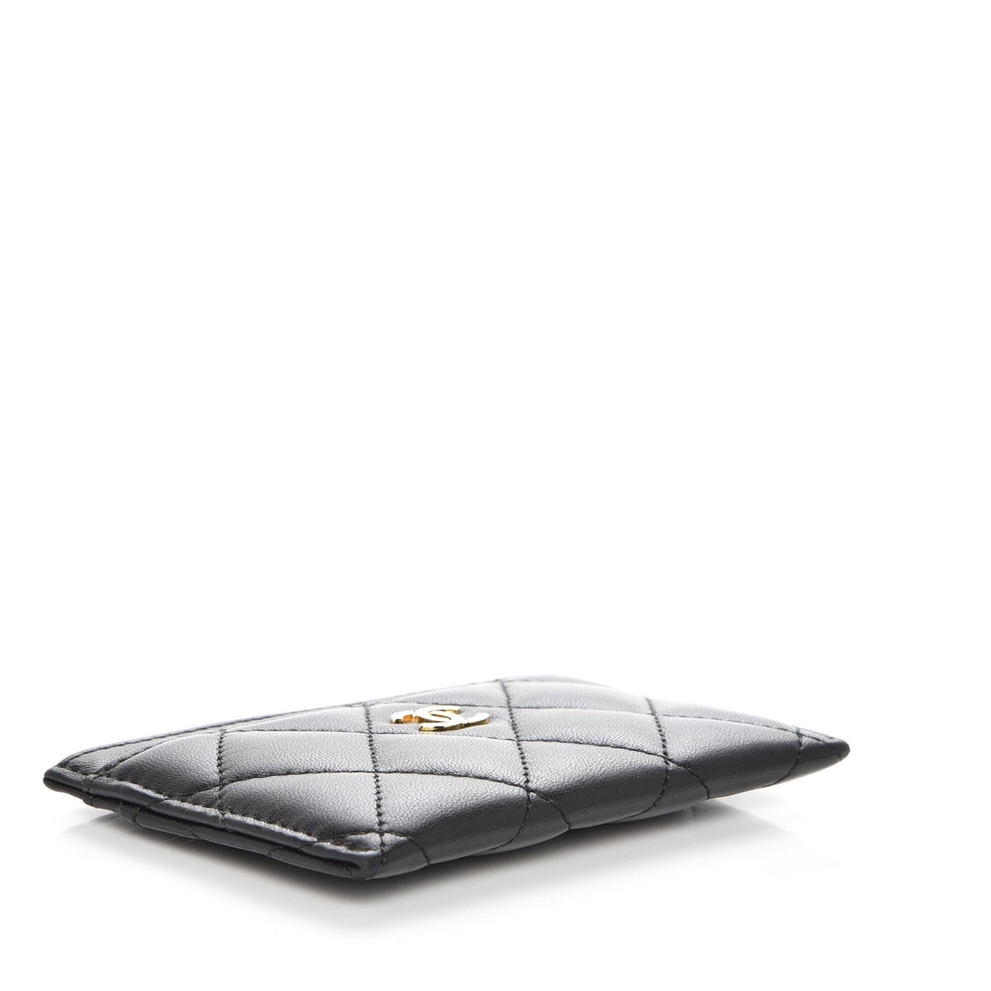Lambskin Quilted Card Holder Black